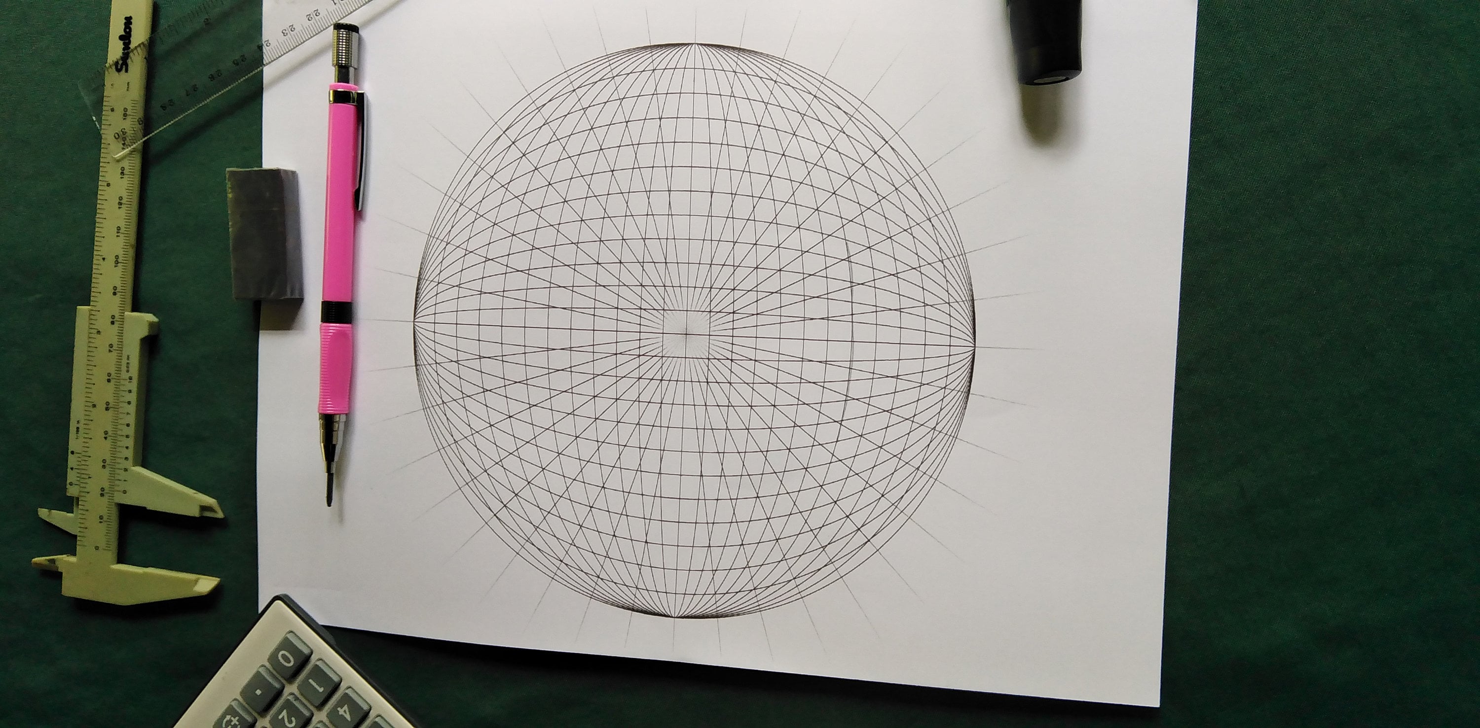 Sphere 5 Point Perspective Grid Printable Template Sphere Etsy