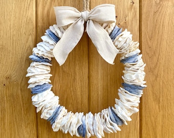 Mussel & oyster shell wreath - beach decor , nautical / coastal decor / beach home