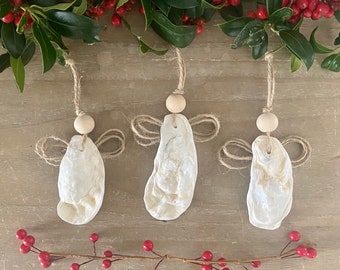 Set of 3 or 6 Shell Angel Christmas Decorations- Handmade Coastal Christmas / beach decor / Coastal decorations /hanging decor/ xmas decor