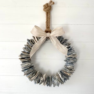 Grey Oyster Shell Wreath - Coastal / Beach decor / Gifts for the home / New home gift / Birthday gift