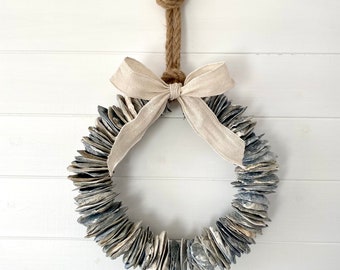 Grey Oyster Shell Wreath - Coastal / Beach decor / Gifts for the home / New home gift / Birthday gift