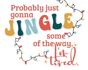 Retro Jingle Christmas PNG • Zabawny projekt koszulki świątecznej dla zmęczonej mamy