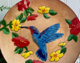 Vintage Annemarie Davidson Copper Enamel Plate: Modernist Bird