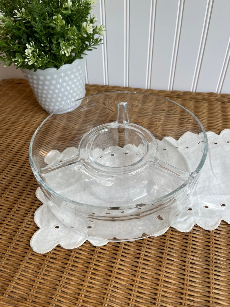 Retro Serveware Crate and Barrel Chip and Dip Bowl Divided Etsy