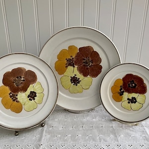 Vintage Denby Dessert Plates - Potpourri Honey Floral Stoneware, Set of 4