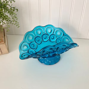 LE Smith Blue Moon & Stars Banana Boat. Vintage Glass Basket.