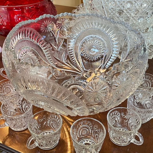 Crystal Punch Bowl Etsy