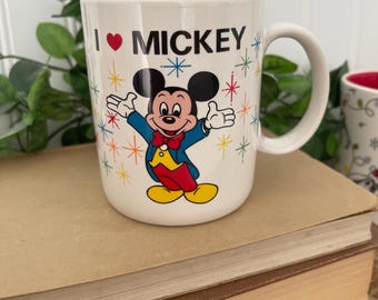 Vintage "I (heart) Mickey" Epcot Coffee Mug. Disney Mickey Mouse Collectible Cup.