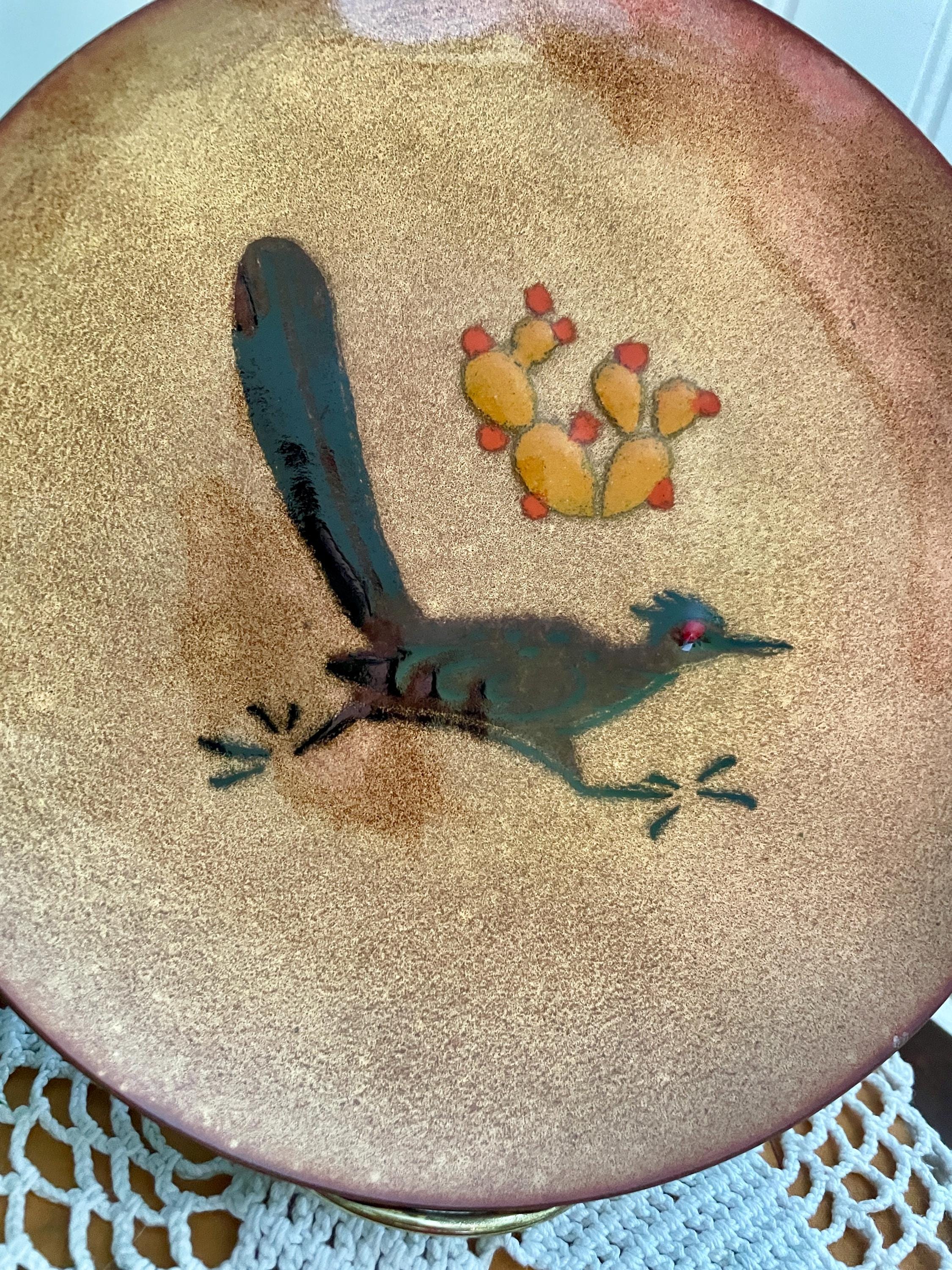 Vintage Annemarie Davidson Copper Enamel Plate: Modernist Bird