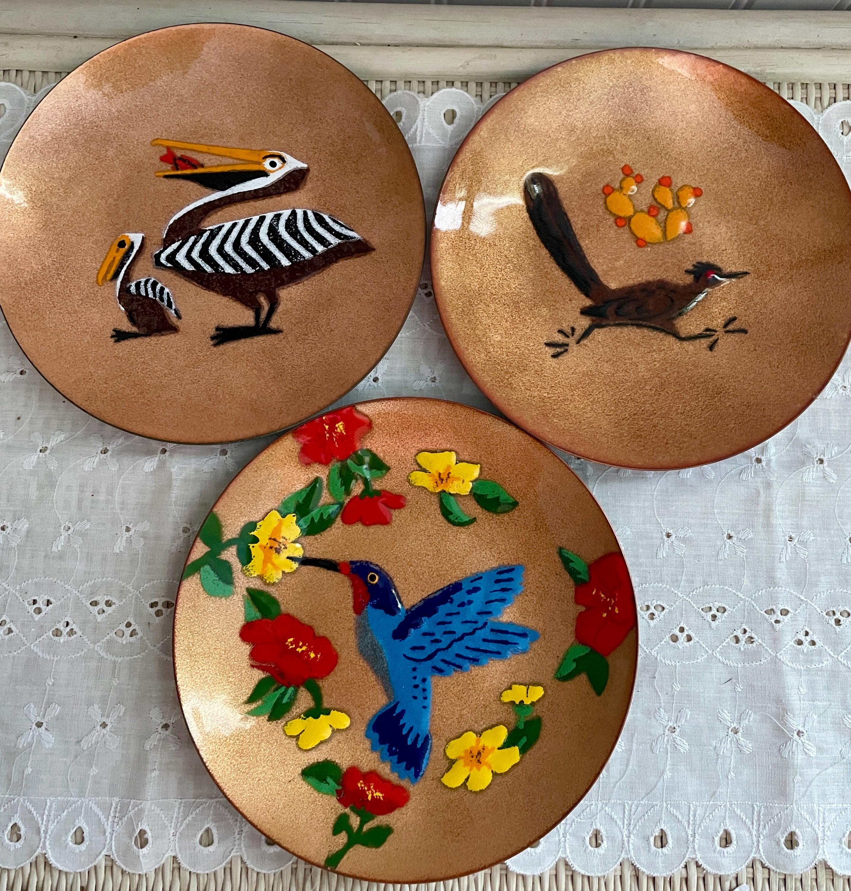 Annemarie Davidson 銅製エナメルプレート　Vintage Vintage Annemarie Davidson Copper Enamel Plate: Modernist Bird