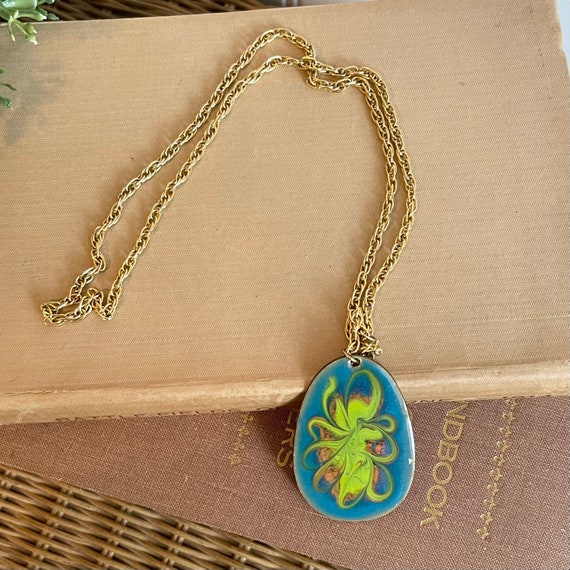 Collier motif email vert et bleu 45cm | Créolissime