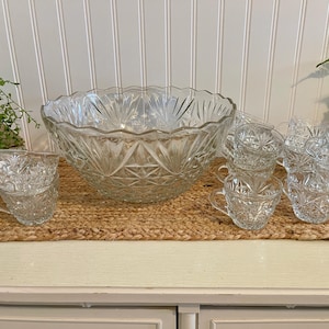 Punch Bowl Set Anchor Hocking Arlington - Etsy