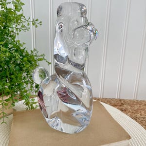 Elegant Daum Crystal French Poodle Figurine. Highest Quality Animal Art Glass.