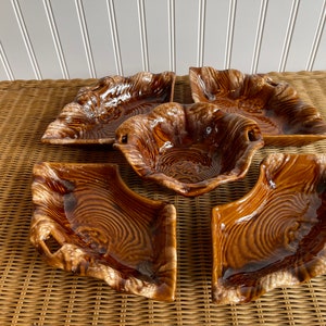Ceramic Wood Grain Chip and Dip Set. Brown Drip Glaze Bowls. Vintage California Pottery. Party Set Serving Pieces.