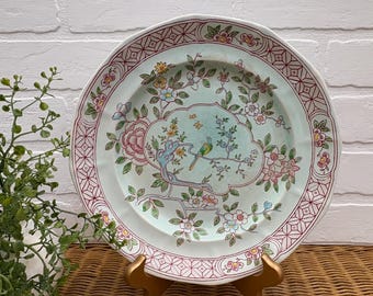 Rare Antique Adams China "Singapore Bird" Dinner Plate - Red Backstamp