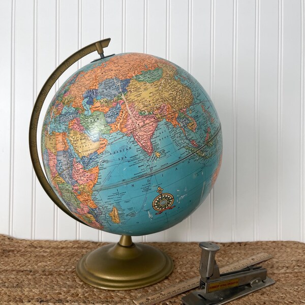 Vintage 1990s Cram's Imperial World Globe, Educational Tool for Geography, Old School Home and Office Decor
