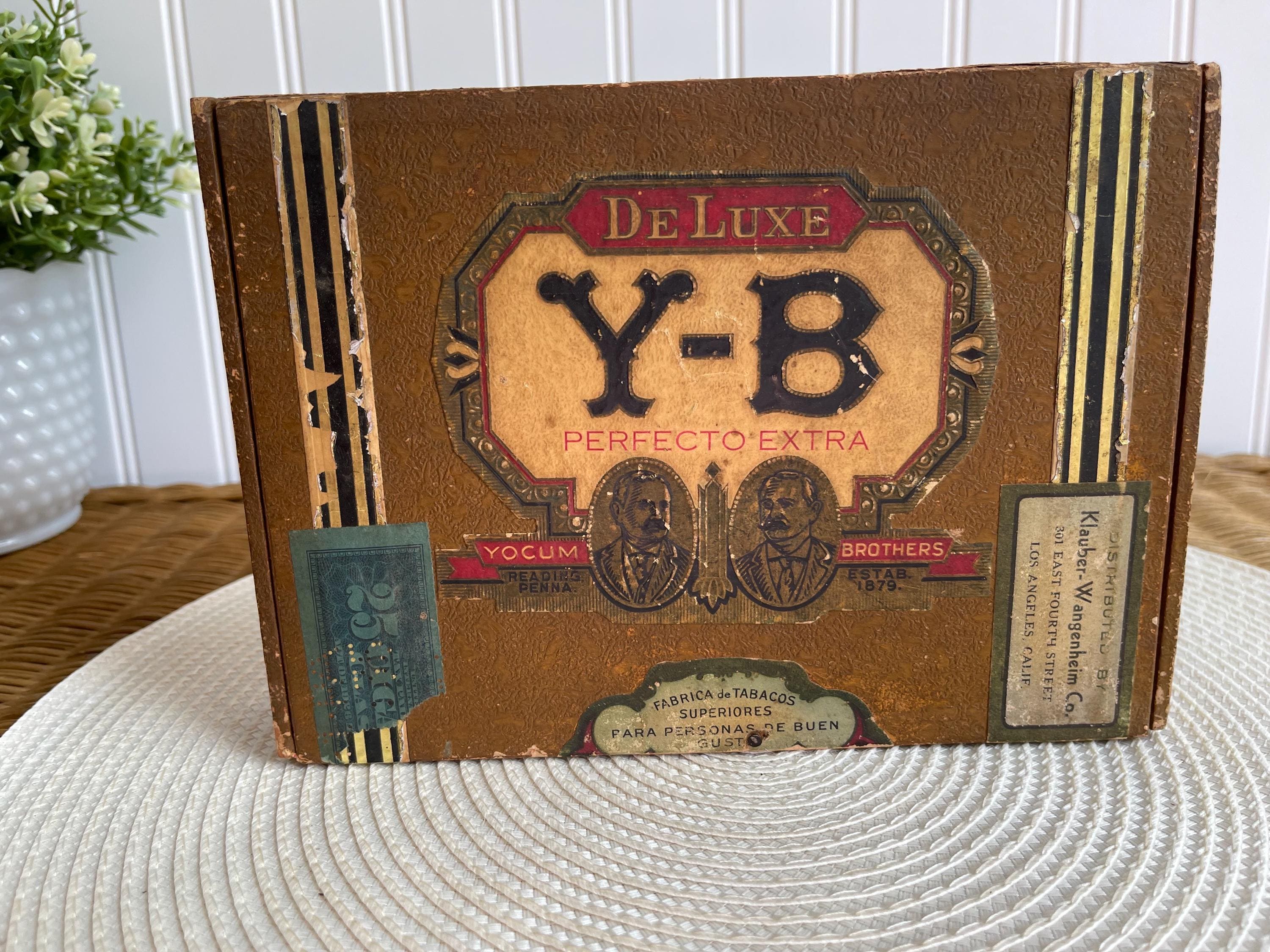 Vintage Y-B Yocum Brothers Perfecto Extra Cigar Box ~ DE LUXE