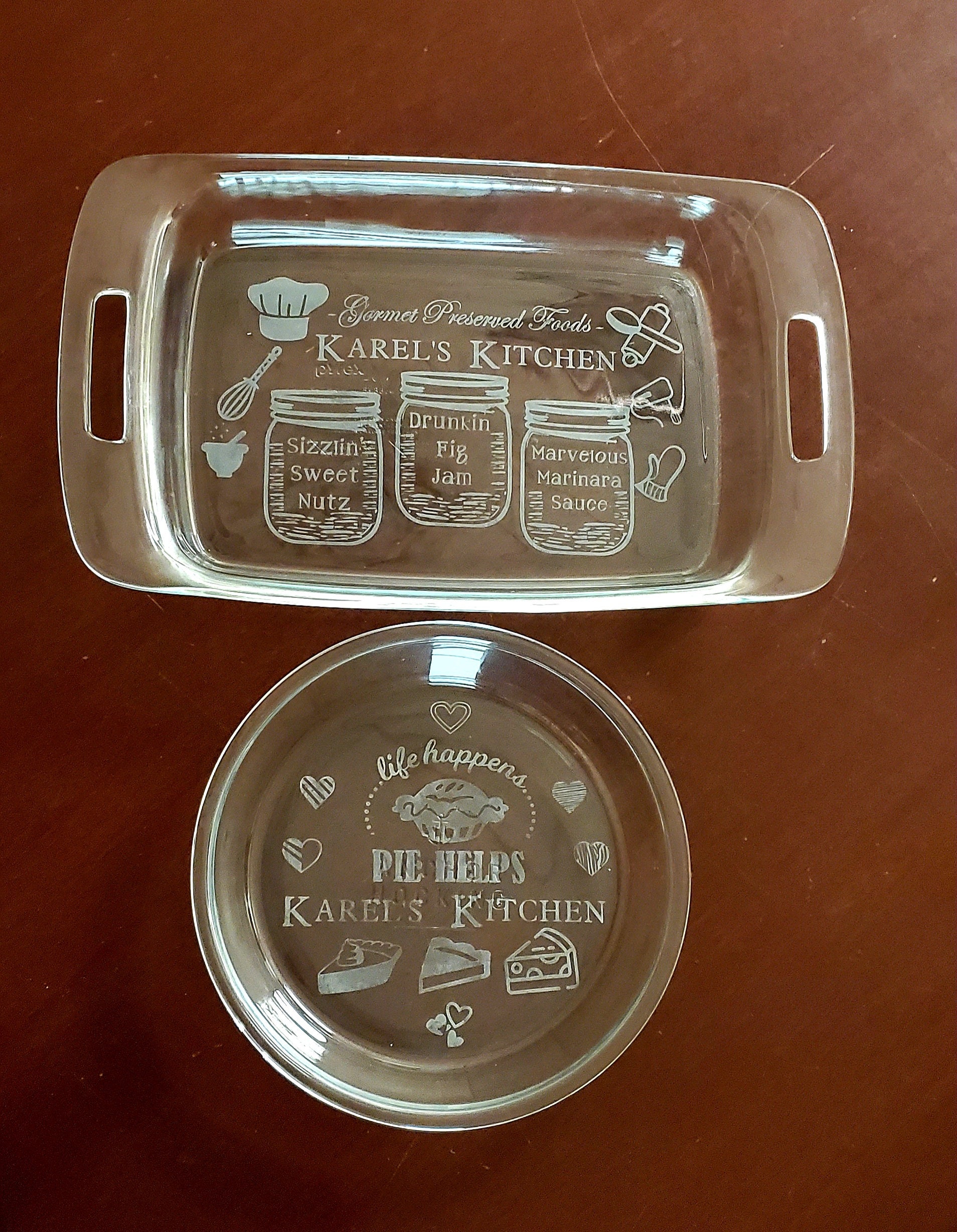Custom Etched Casserole Dishes and Pie Pan. Never Leave a Potluck With ...