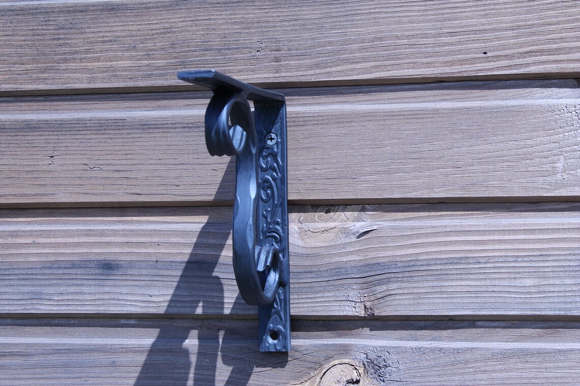 Black shelf brackets steel shelf bracket wrought iron Hand Etsy