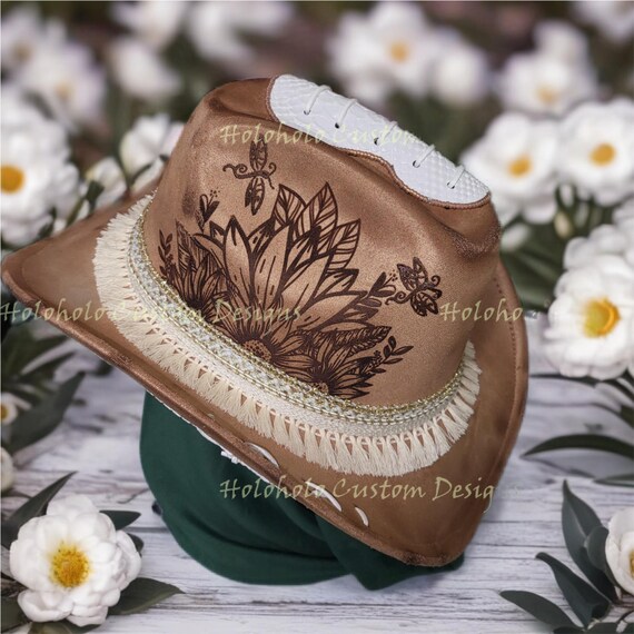 Whimsical Dragonflies & Sunflowers Western Style Hat - Etsy  display picture 1