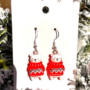 Sweater polar bear earrings! Polar bear earrings! Cute Christmas gifts| Christmas gift| winter animals| cute jewelry| winter jewelry|