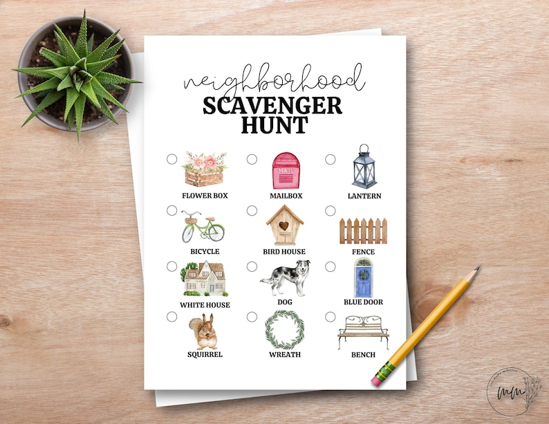 Outdoor Neighborhood Scavenger Hunt for Kids, Summer Activity for ...