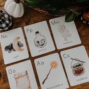 Cartões de Halloween para crianças, cartões de Halloween, atividade pré-escolar de Halloween, Halloween em casa, letras de resina do alfabeto de Halloween