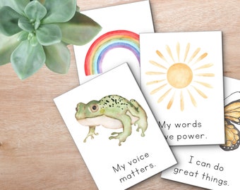 Affirmation Cards for Kids, Motivational Cards, Kids Positivity Cards Kids Yoga, Montessori Flashcards, kids mental health kids daily mantra