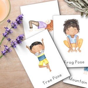 Cartões de ioga para crianças, flashcards de ioga, atividade de calma, atividade de movimento infantil, poses de ioga, prática de ioga, cartões de ioga, ioga para crianças