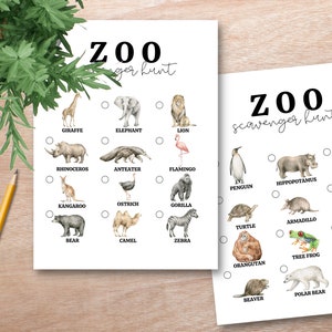 Zoo Scavenger Hunt, Outdoor Nature Scavenger Hunt, Montessori Summer Activity, Zoo Animals, Scavenger Hunt for Kids and Toddlers, Homeschool