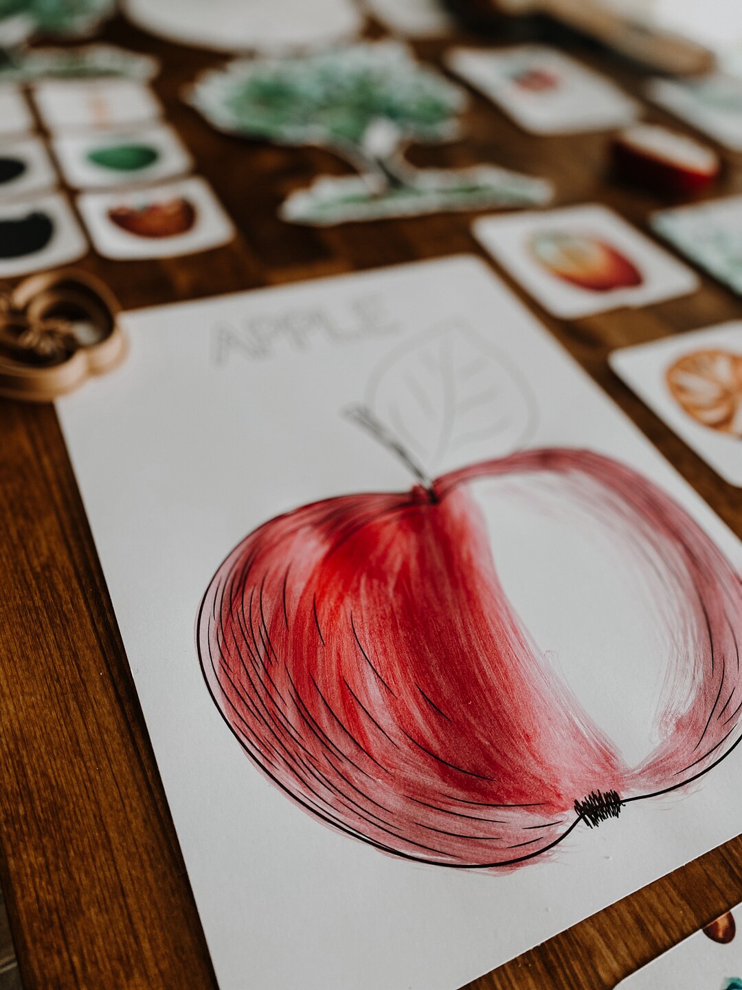 Apple Activity Unit Apple Montessori Unit Nature Flashcards Etsy
