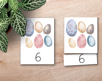 SPRING EASTER Montessori Nomenclature 3-Part Cards numbers 1-10, Spring flash cards, number cards, preschool activity, Montessori Printable