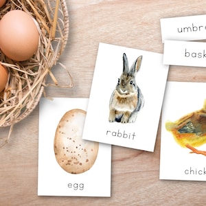 SPRING EASTER Montessori Nomenclature 3-Part Cards, Vocabulary flash cards, early childhood, preschool activities, Montessori Printable