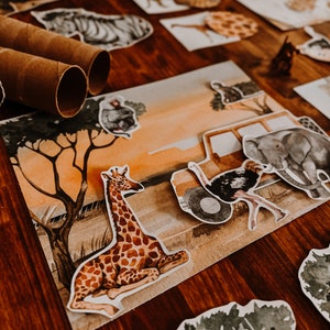 Unité d'activités safari, unité Safari Montessori, cartes mémoire d'animaux africains, unité nature estivale pour l'école à la maison, animaux de zoo, unité préscolaire dans la jungle