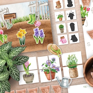 Spring Garden Activity Unit, Montessori Spring games, homeschool Spring unit, preschool hands on activities, Spring Garden Preschool Unit
