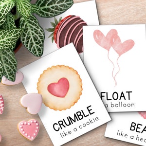 Carte di movimento di San Valentino, Schede flash di San Valentino, Attività dell'angolo calmante, Movimento per bambini, San Valentino per bambini, Cartoline di San Valentino, Azione per bambini