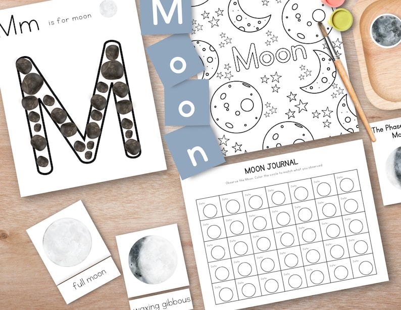 Moon Phases Study Unit, Space Study Unit, Homeschool Space Unit, Moon ...