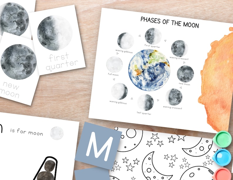 Moon Phases Study Unit, Space Study Unit, Homeschool Space Unit, Moon ...