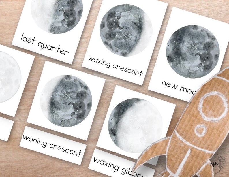 Moon Phases 3 Part Flashcards , 3 Part Montessori Nomenclature Cards ...