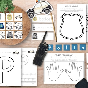Police Unit Study Bundle, Community Helpers study, Safety Unit, police car flashcards, homeschool public safety unit, police car unit