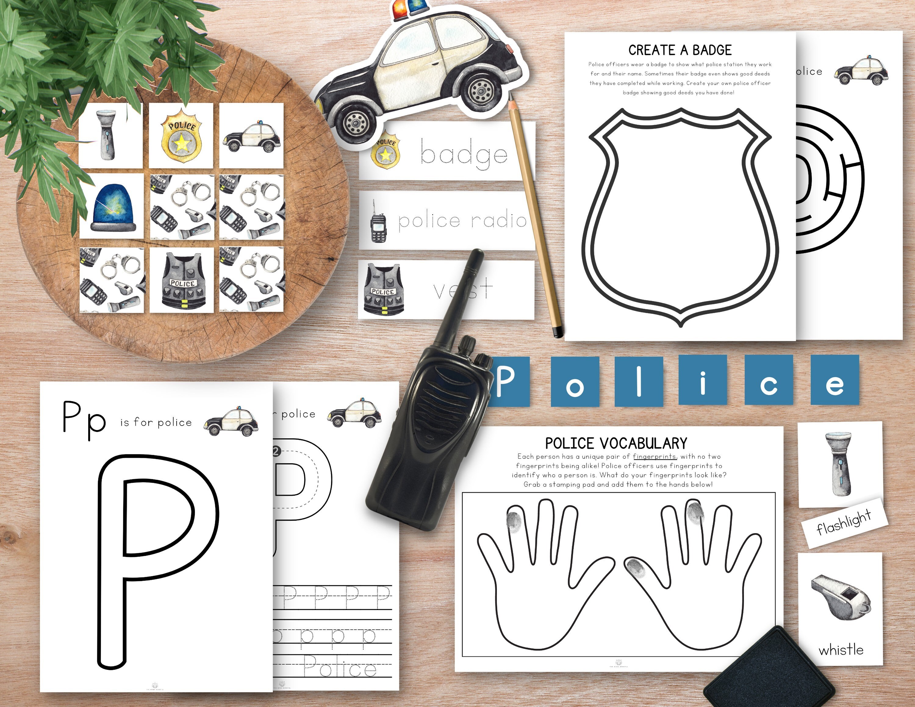 Police Unit Study Bundle, Community Helpers study, Safety Unit, police car flashcards, homeschool public safety unit, police car unit