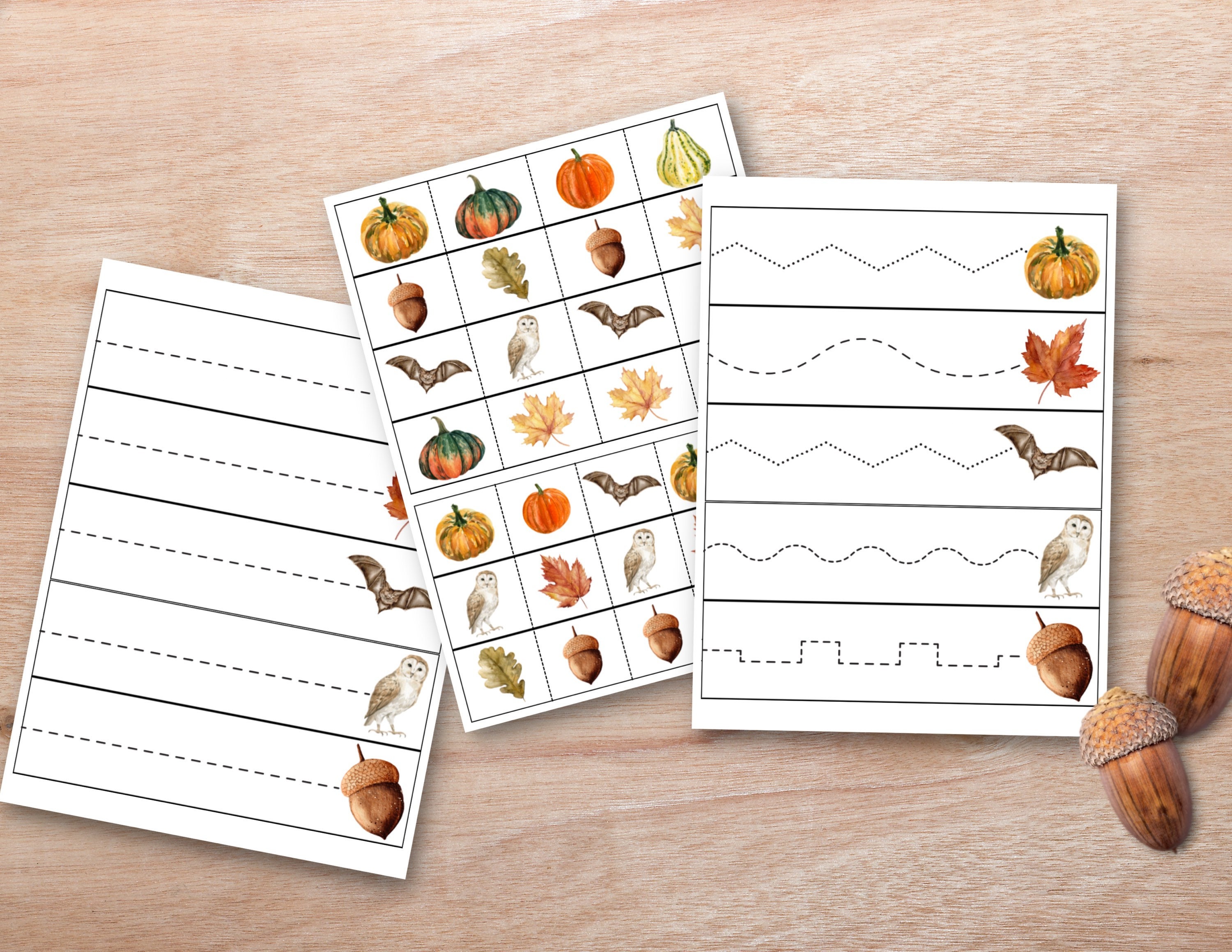 Fall Scissor Cutting Strips, Toddler Montessori Activity, Preschool ...