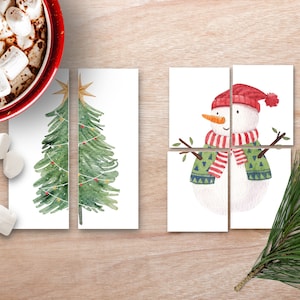 Kerstmatchingactiviteit, Montessori-kerstactiviteit, praktische kinderactiviteit, winterthema-eenheid, kerstflitskaarten voor peuters, puzzel