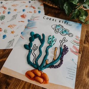 Coral Reef Playdough Mat, Ocean Themed Playdough Mat, Fish Playdough Mat, Ocean unit, Homeschool Nature Unit, Toddler Ocean Activity