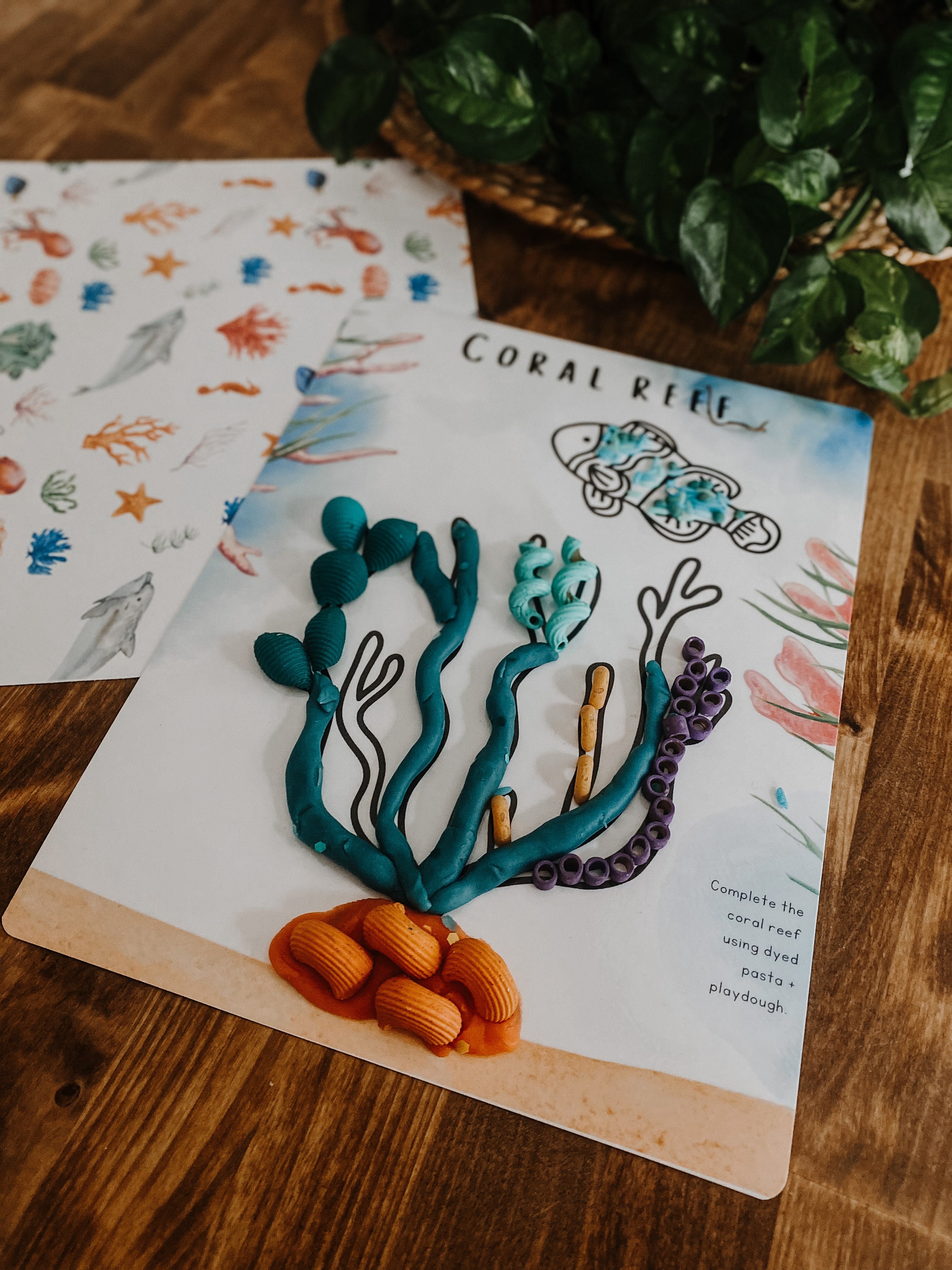 Coral Reef Playdough Mat, Ocean Themed Playdough Mat, Fish Playdough Mat, Ocean unit, Homeschool Nature Unit, Toddler Ocean Activity