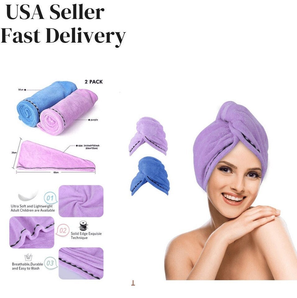 Hair Turban Towel Wrap Head Turban Towel Wrap Pack of 2 Etsy