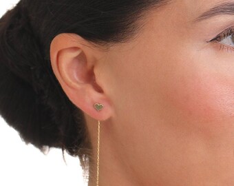 Threader Letter Earring, Cross Earring, Heart Earring, Initial Earring, Personalized Earring, Rose Gold Earring, Earring Letter,