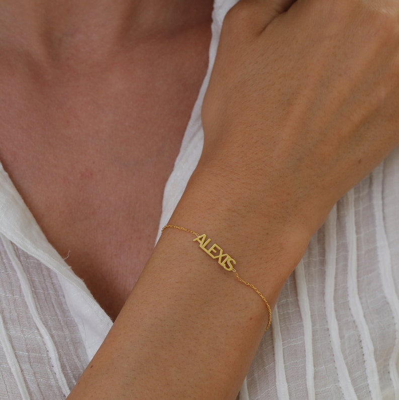 Dainty Name Bracelet, Custom Name Bracelet, Personalized Name Jewelry, Mothers Day Gift, Birthday Gift, Gift for Mom, Gift for Her image 3