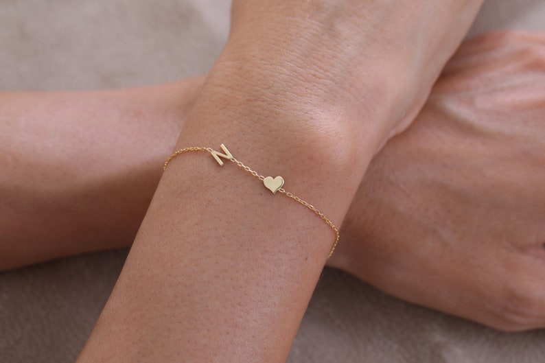 Valentines Day Gift for Her, Initial Letter Bracelet Personalized Sterling Silver Bracelet Mothers Day Gift Rose Gold Letter Bracelet