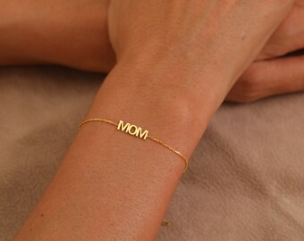 Custom Name Bracelet, Mom Bracelet, Name Jewelry, Dainty Name Bracelet, Personalized Name Gift, Mothers Day, Birthday Gift, Gift for Mama